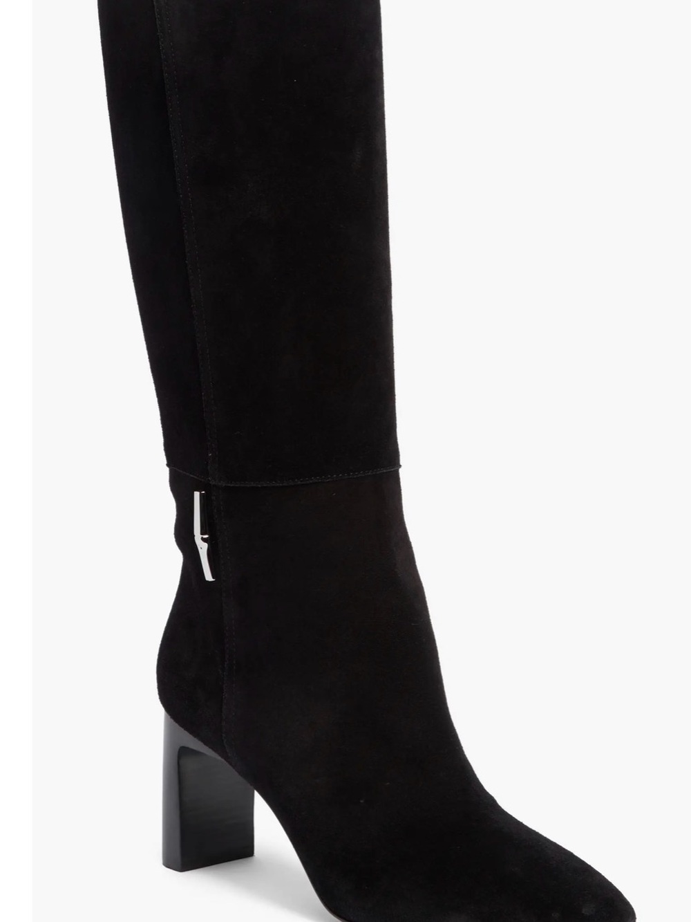Longchamp Black Suede Mid-Calf Block Heel Boots